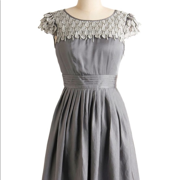 Modcloth Dresses & Skirts - Silver cocktail dress with pearl details